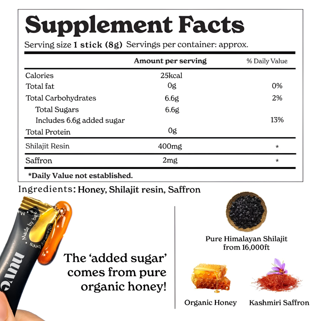 Nuvela™ Gold+ Shilajit Honey Sticks